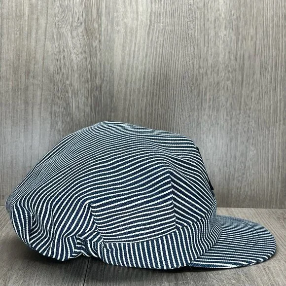 California State Railroad Museum Train Conductors Hat Adult OS USA Striped Blue - Picture 4 of 7
